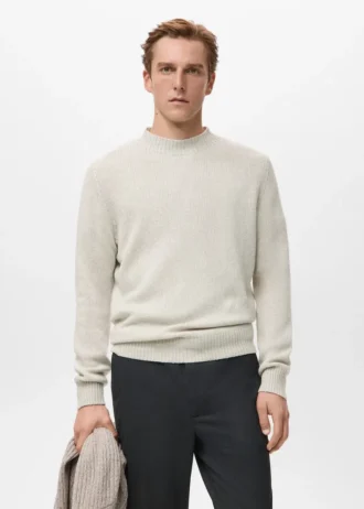 Pull en laine mélangée à col côtelé