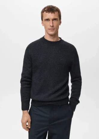 Pull en laine mélangée à col côtelé