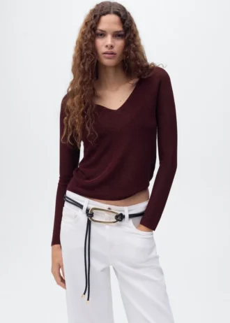 Pull en lurex à col en V