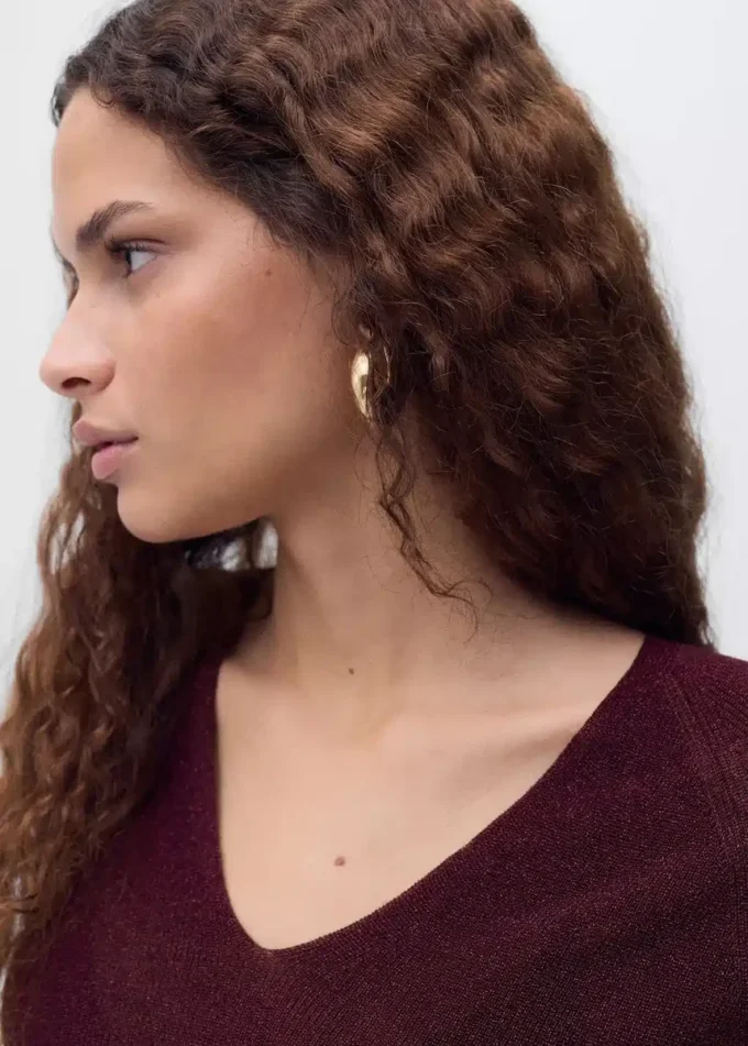 Pull en lurex à col en V
