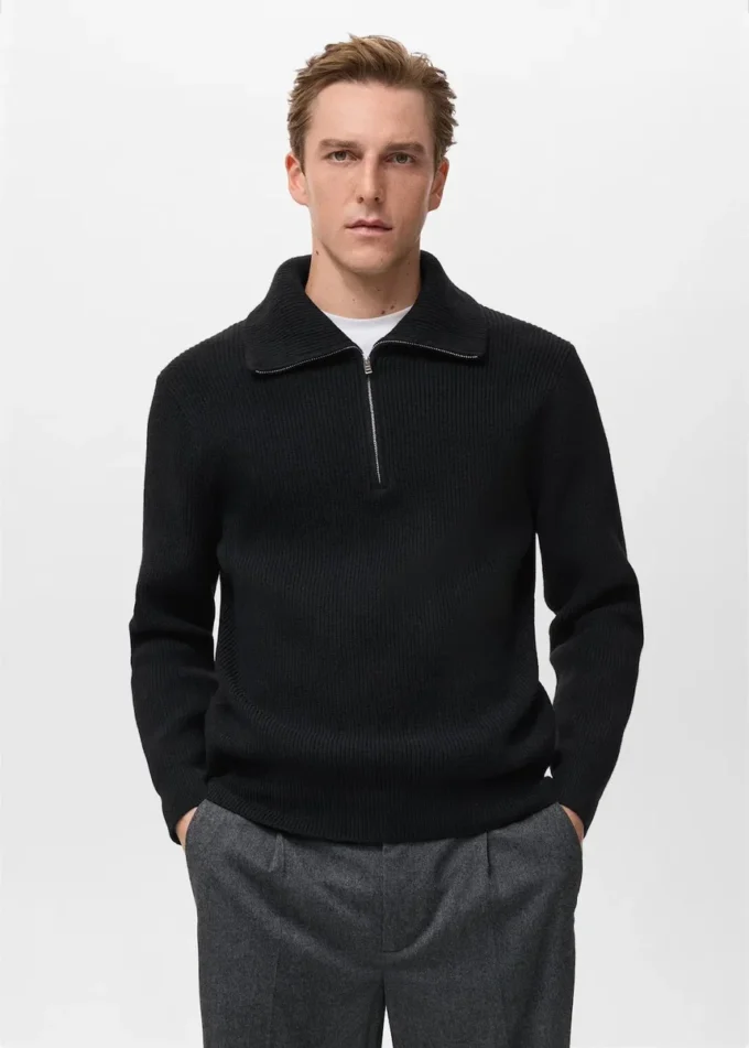 Pull en maille avec col zippé Pull en maille avec col zippé