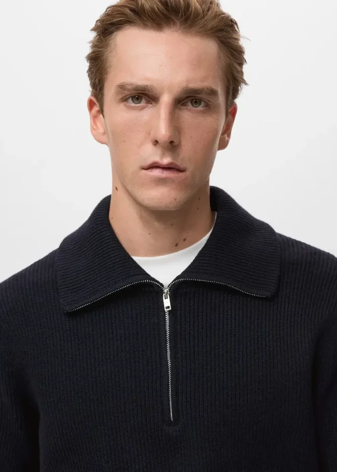 Pull en maille avec col zippé Pull en maille avec col zippé