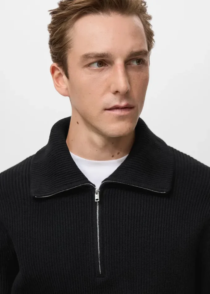 Pull en maille avec col zippé Pull en maille avec col zippé