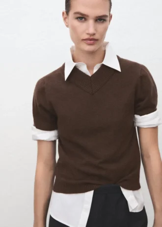 Pull en maille à col en V