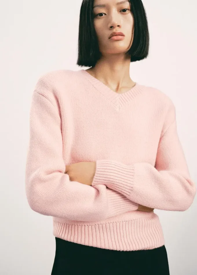Pull en maille à col en V
