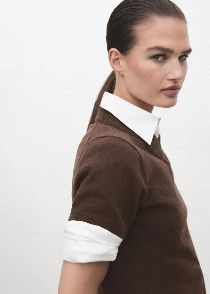 Pull en maille à col en V