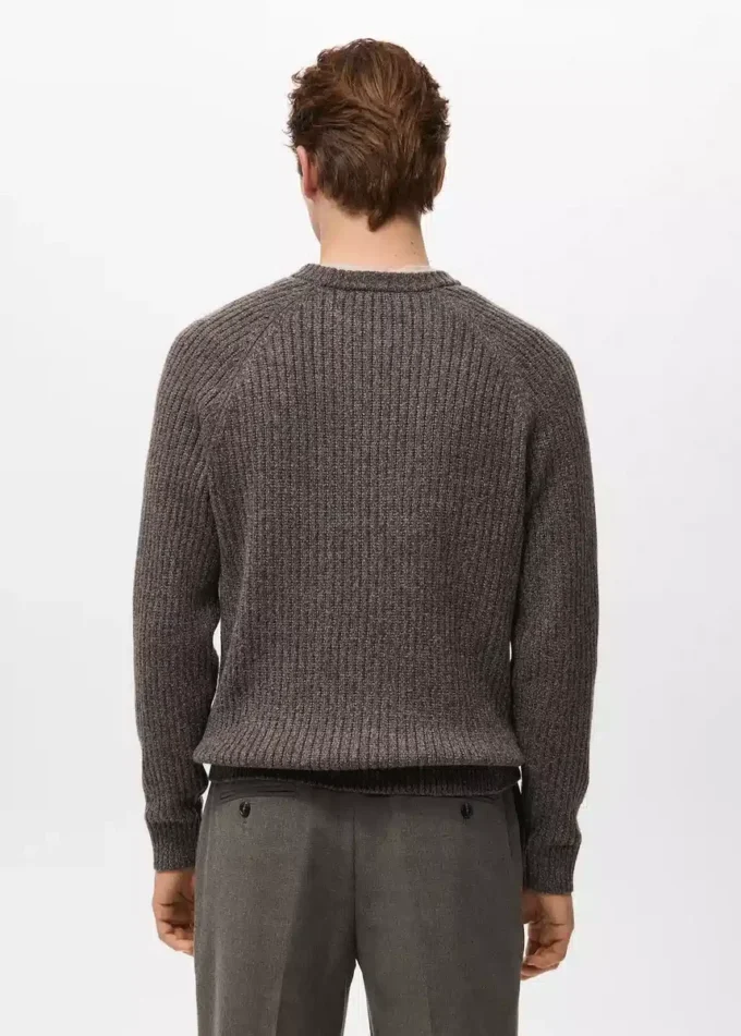 Pull en maille côtelée en laine mélangée Pull en maille côtelée en laine mélangée