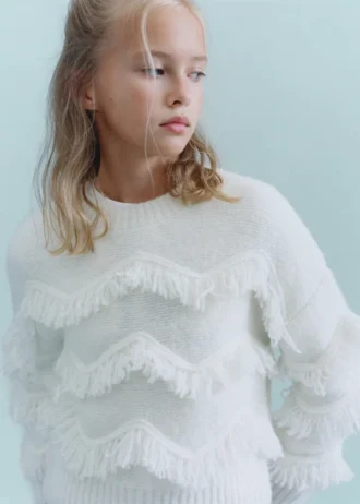 Pull en maille à franges