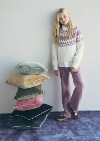 Pantalon évasé en faux velours