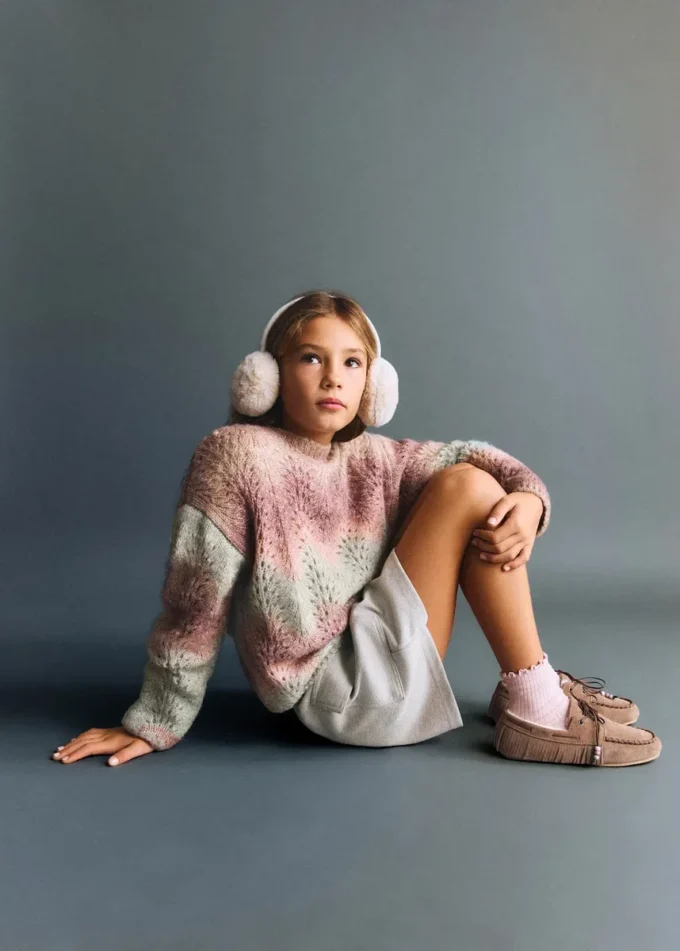 Pull en maille multicolore