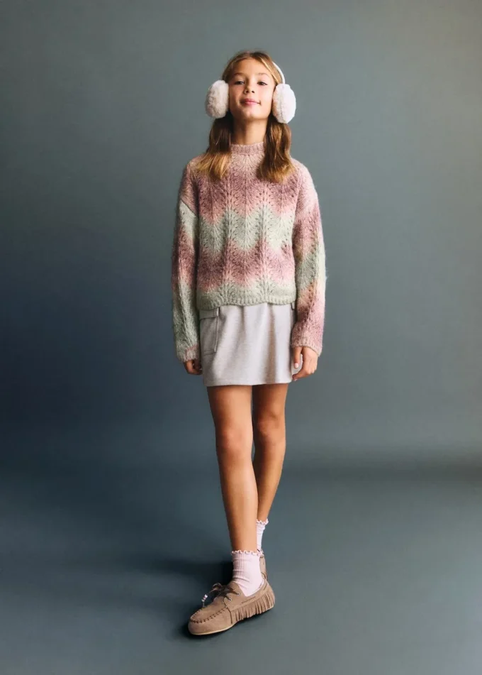 Pull en maille multicolore
