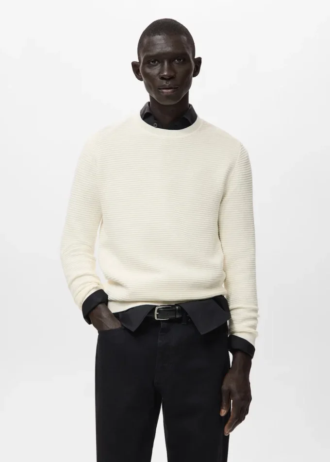 Pull en maille structurée 100 % coton Pull en maille structurée 100 % coton