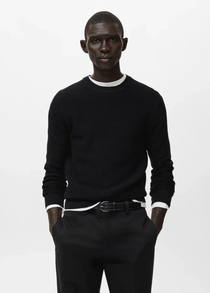 Pull en maille structurée 100 % coton Pull en maille structurée 100 % coton