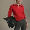 Pull en maille torsadée avec col zippé