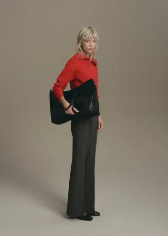 Pull en maille torsadée avec col zippé