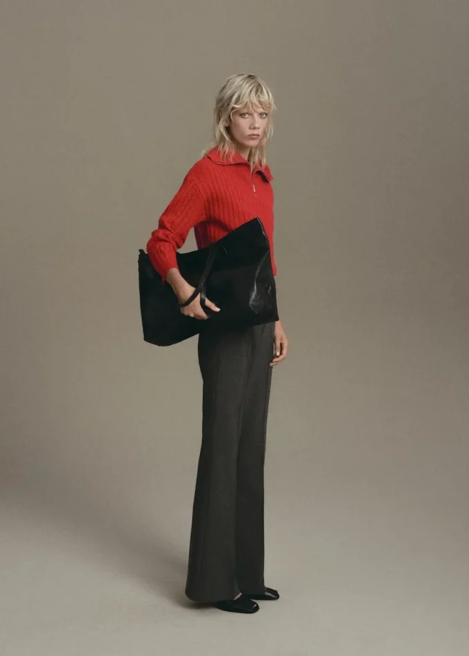 Pull en maille torsadée avec col zippé