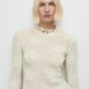 Pull floral en maille ajourée