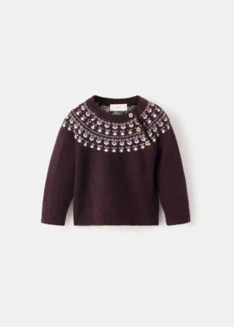 Pull jacquard à boutons