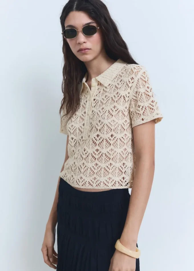 Pull à manches courtes en crochet