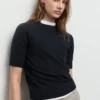 Pull à manches courtes en laine mélangée