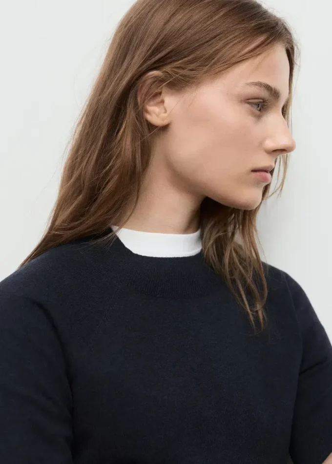 Pull à manches courtes en laine mélangée