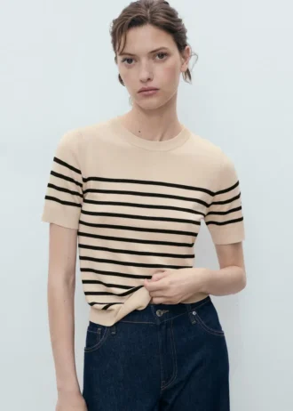 Pull à manches courtes en maille fine