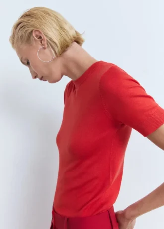 Pull à manches courtes en maille fine