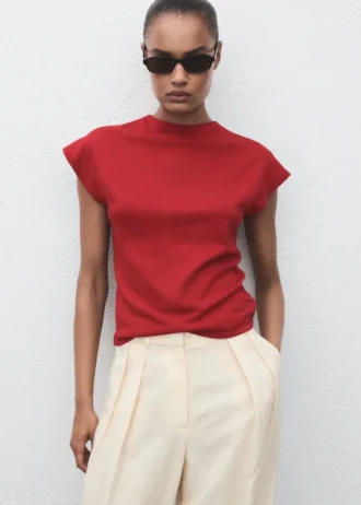 Pull à manches courtes en maille fine
