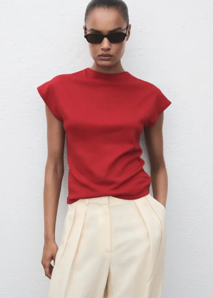 Pull à manches courtes en maille fine