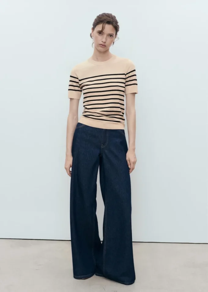 Pull à manches courtes en maille fine