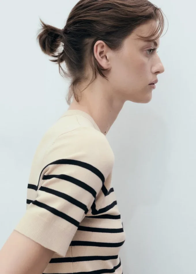 Pull à manches courtes en maille fine