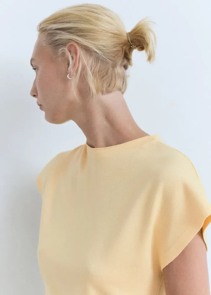 Pull à manches courtes en maille fine