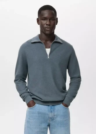 Pull microstructuré avec col zippé