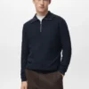 Pull microstructuré avec col zippé Pull microstructuré avec col zippé
