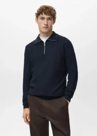 Pull microstructuré avec col zippé