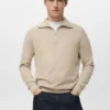 Pull microstructuré avec col zippé Pull microstructuré avec col zippé