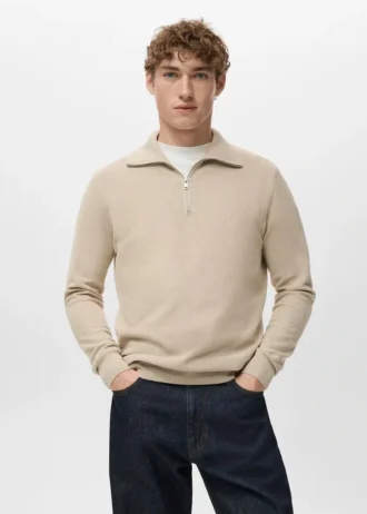 Pull microstructuré avec col zippé