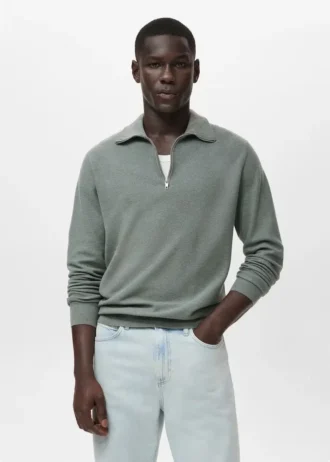 Pull microstructuré avec col zippé