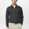 Pull microstructuré avec col zippé Pull microstructuré avec col zippé