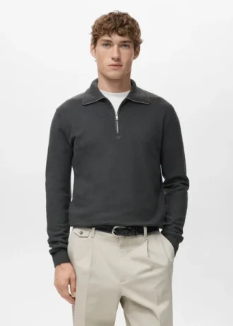 Pull microstructuré avec col zippé