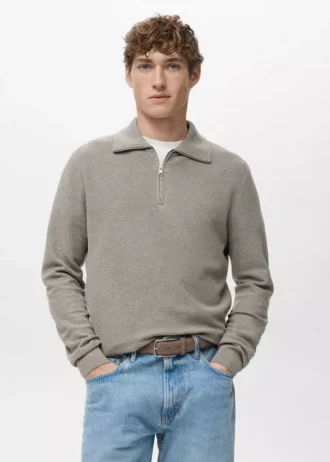 Pull microstructuré avec col zippé