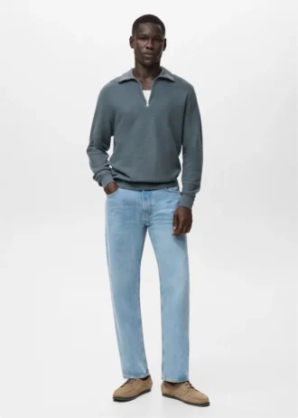 Pull microstructuré avec col zippé