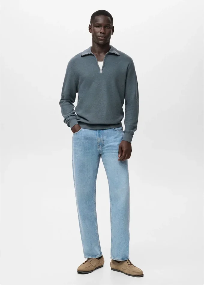 Pull microstructuré avec col zippé Pull microstructuré avec col zippé