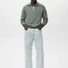 Pull microstructuré avec col zippé Pull microstructuré avec col zippé