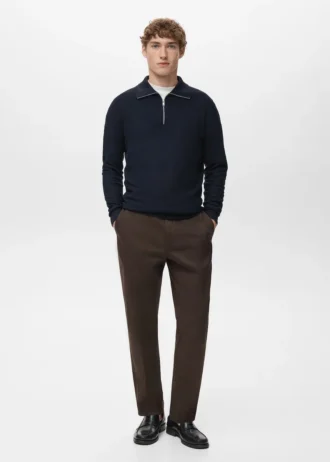 Pull microstructuré avec col zippé