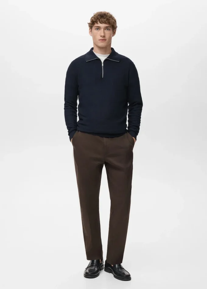 Pull microstructuré avec col zippé Pull microstructuré avec col zippé