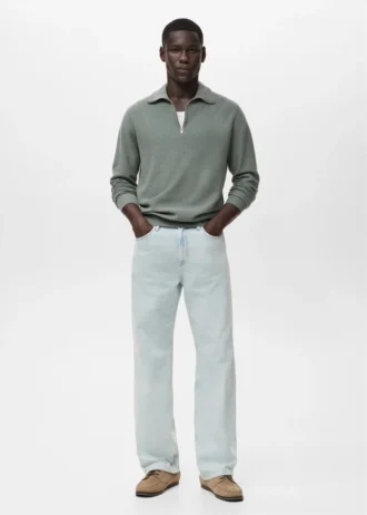 Pull microstructuré avec col zippé