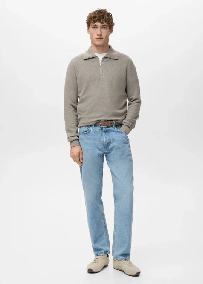Pull microstructuré avec col zippé Pull microstructuré avec col zippé