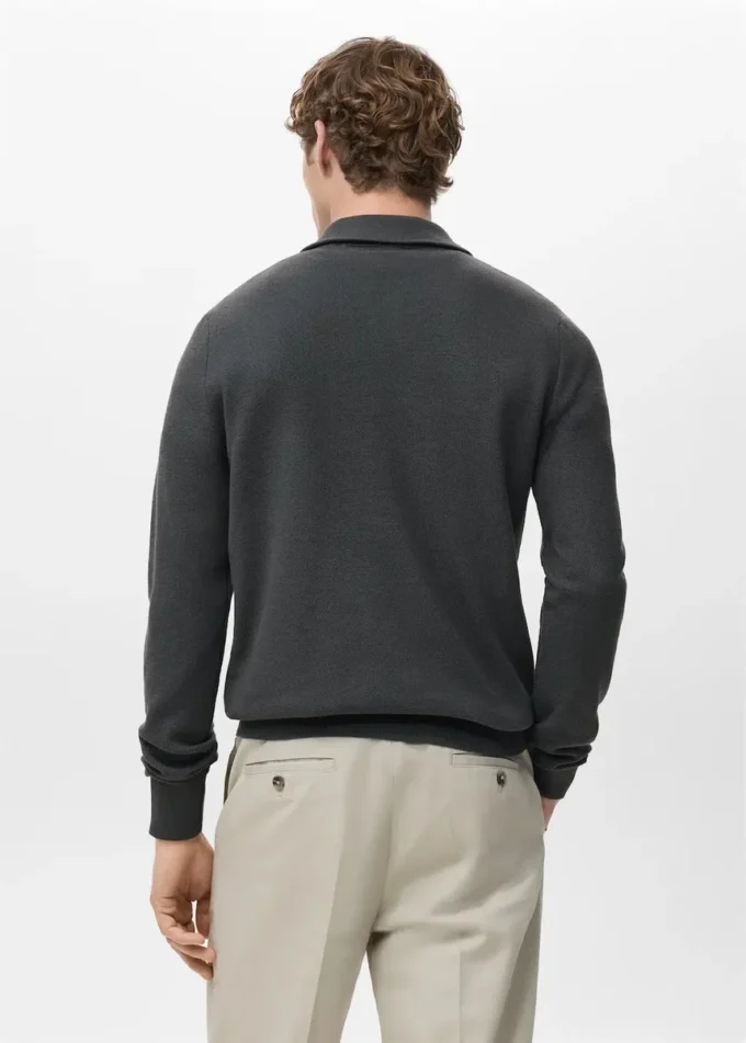 Pull microstructuré avec col zippé Pull microstructuré avec col zippé
