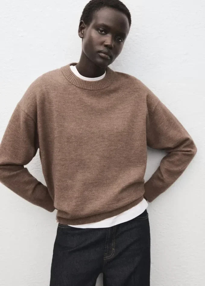 Pull oversize avec bordures côtelées